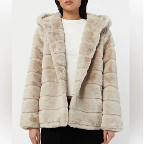 Apparis Jackets & Blazers - NWOT Apparis Goldie Faux Fur Hooded Coat Jacket Latte Beige Winter Size Small